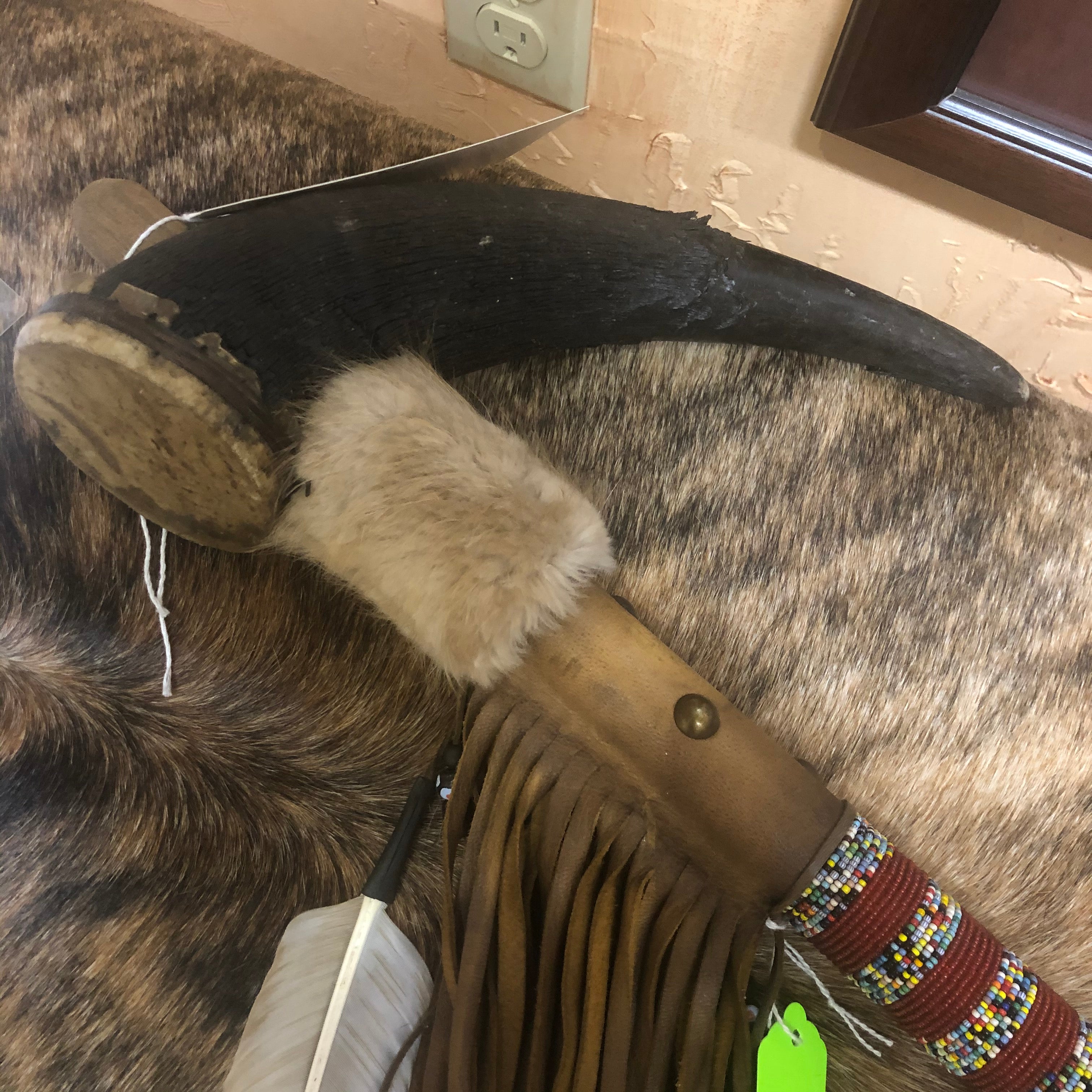 Bison Horn Dance Rattle - Native made