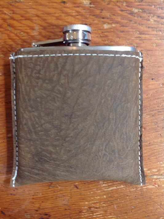 Spears Leather - Flask - bison leather cover over stainless steel