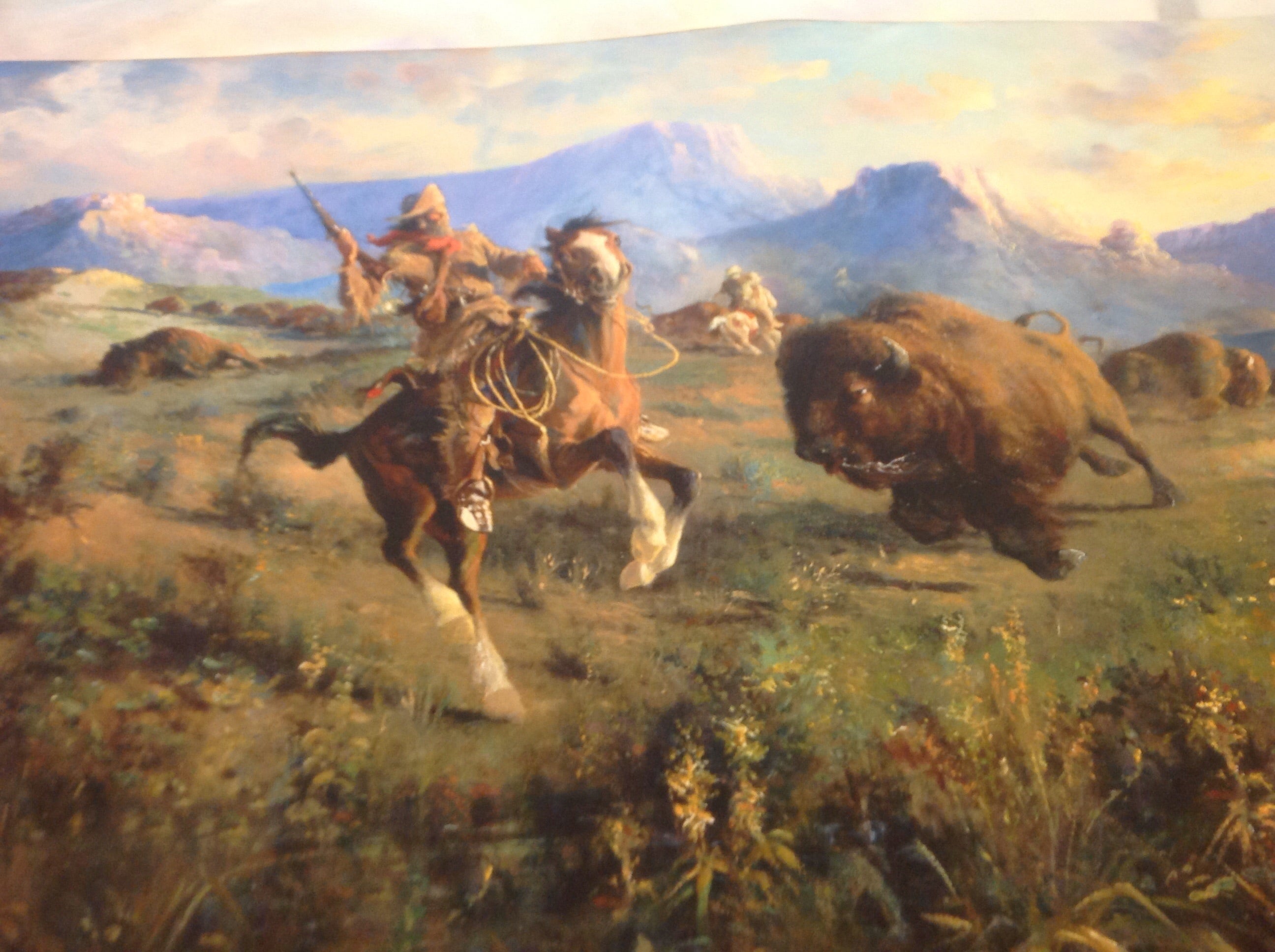 Edgar Paxton - Buffalo Hunt Tribute Giclée on Canvas Print