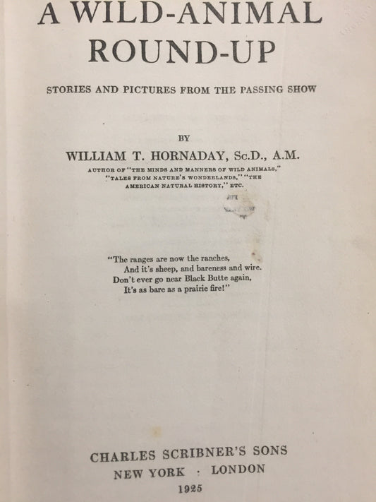 BOOKS - A Wild Animal Roundup by Hornaday