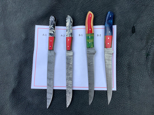 Damascus steel fileting knives