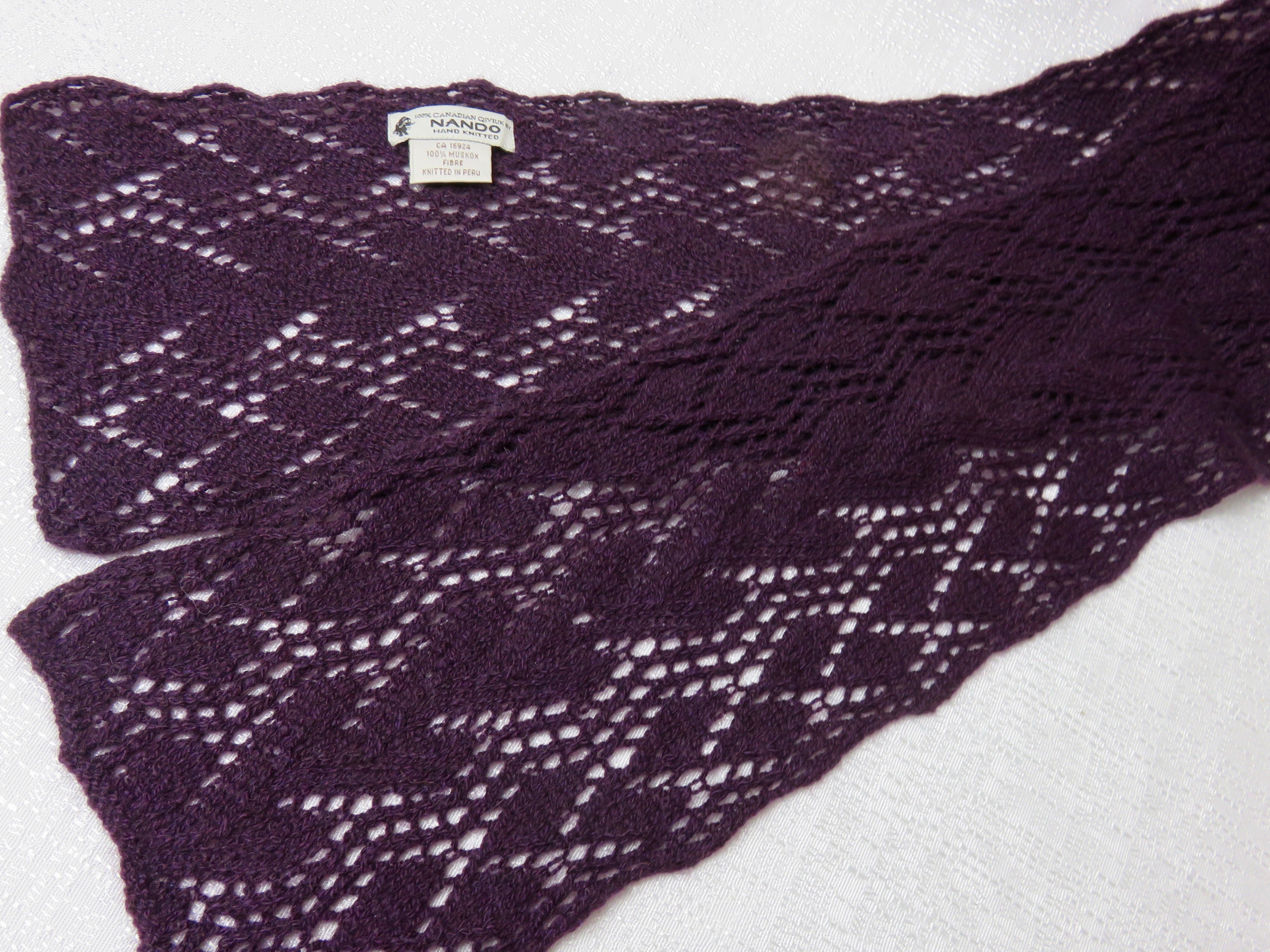 Muskox Purple Grape Hand Knit Scarf
