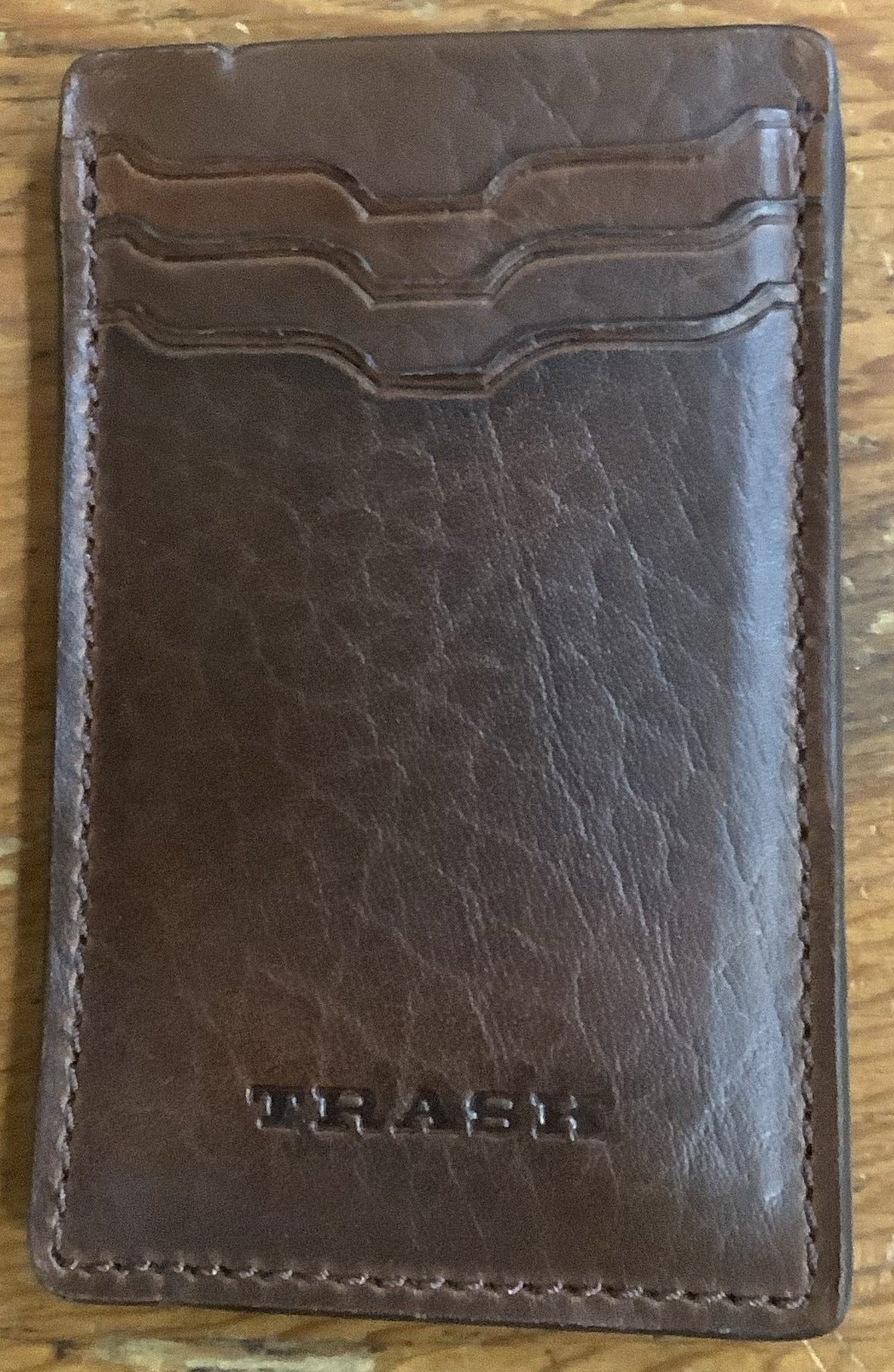 Trask "Jackson" - Front Pocket Wallet in Saddle Tan American Bison leather