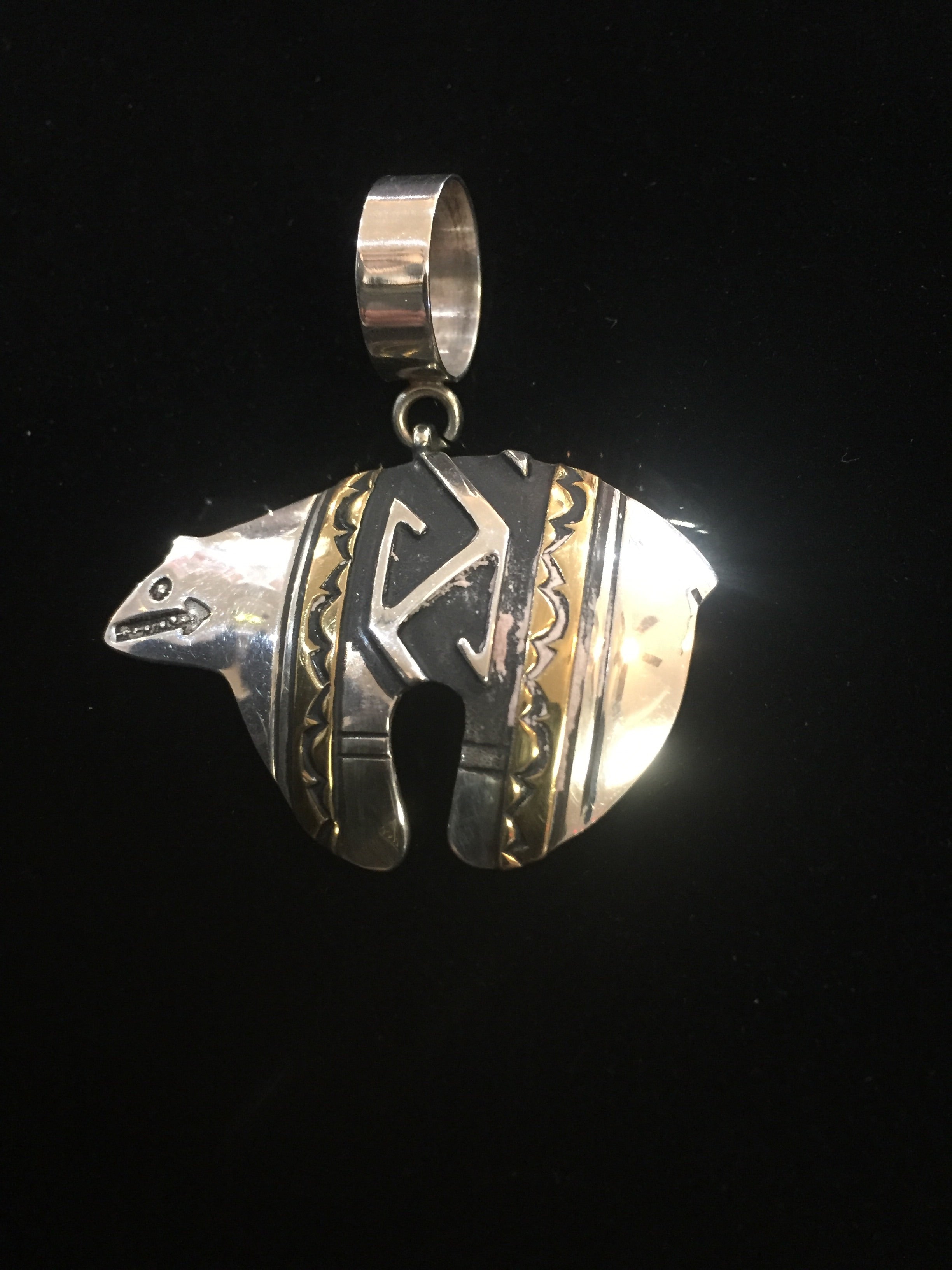 Sterling Silver with Gold Tommy Singer Bear Pendant