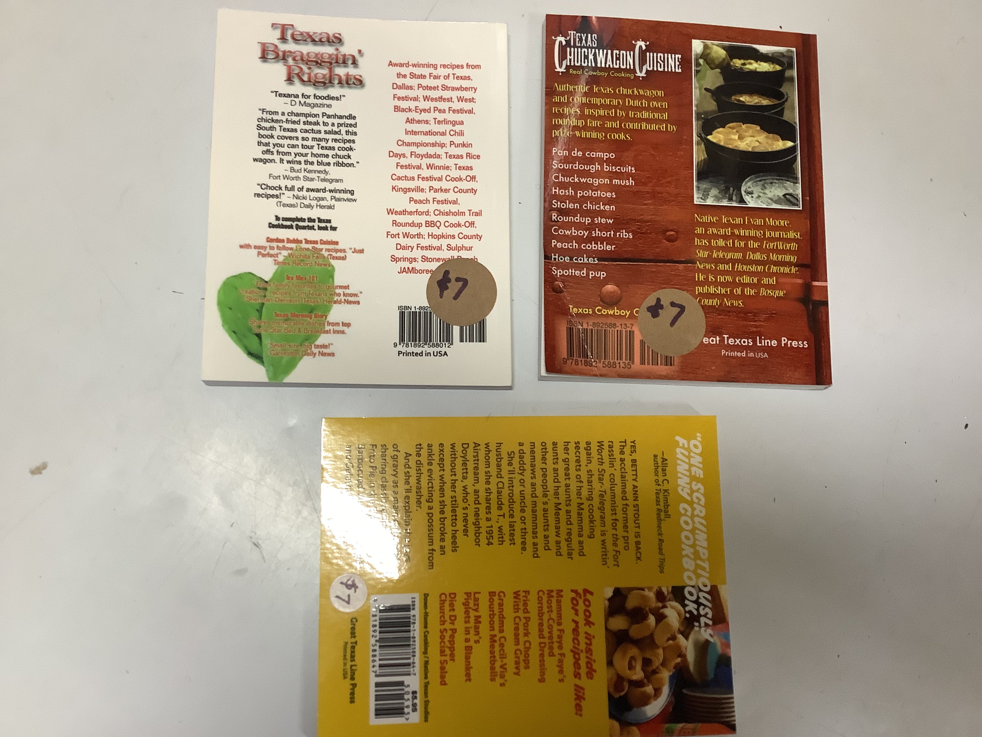 The Texas CookBook Trio - Texas Chuckwagon Cusine, Texas Braggin' Rights, Texas White Trash Cookbook