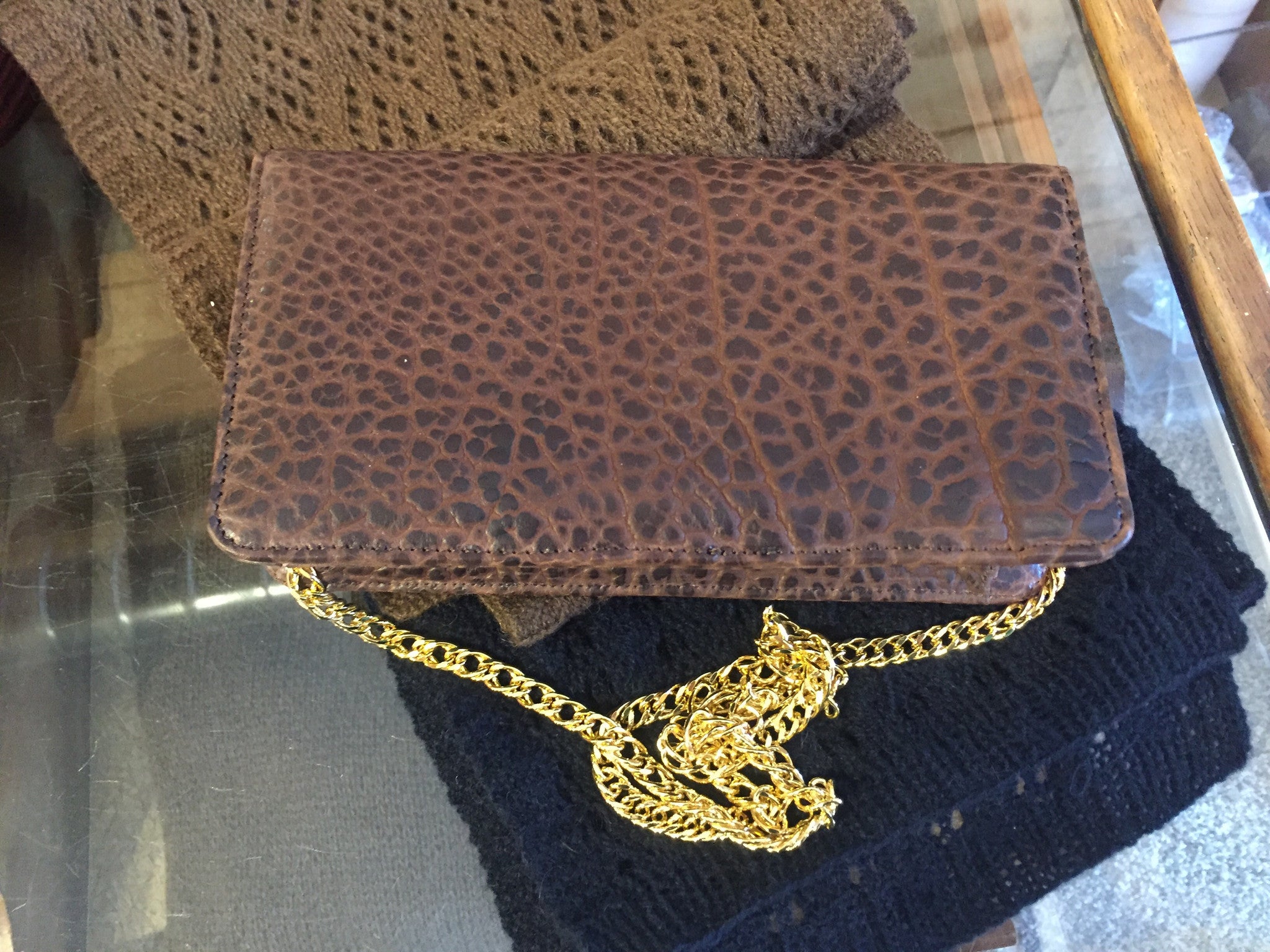 Chacon Bison Leather Clutch Purse