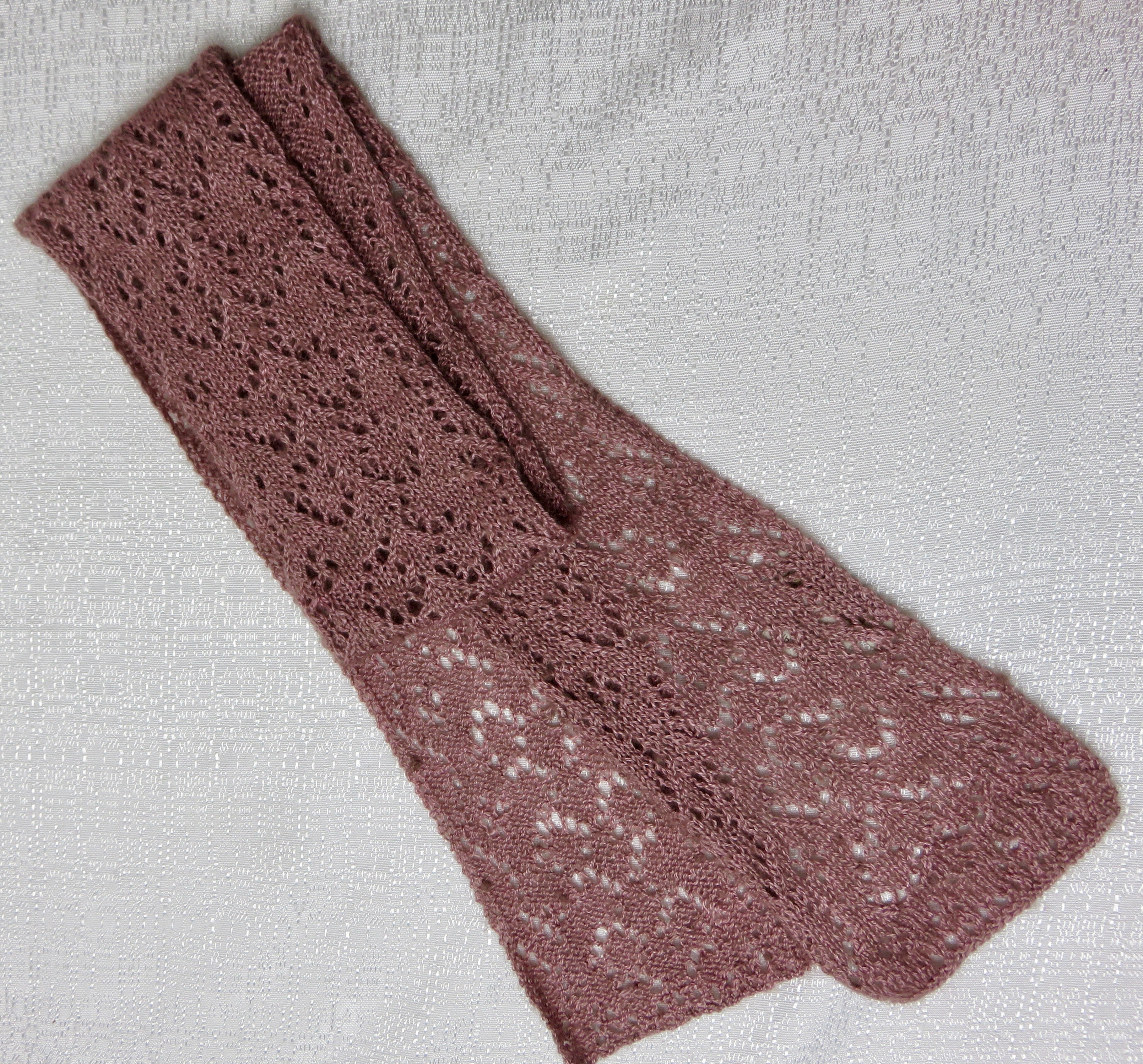 Muskox and Silk Mauve Hand Knit Scarf