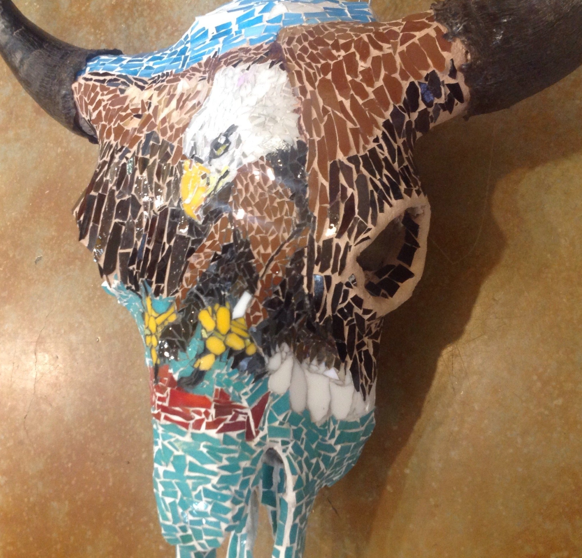 Mosaic clad bison skull - "The Way it is Suppose to be"