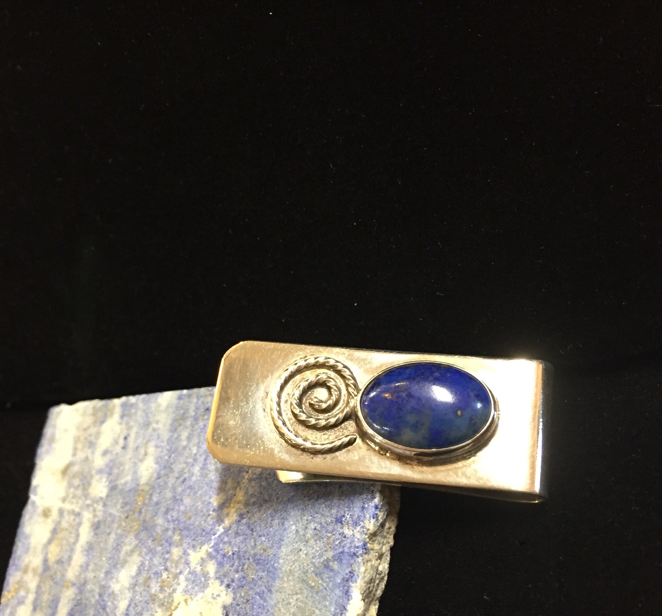 Sterling Silver and Lapis Money Clip