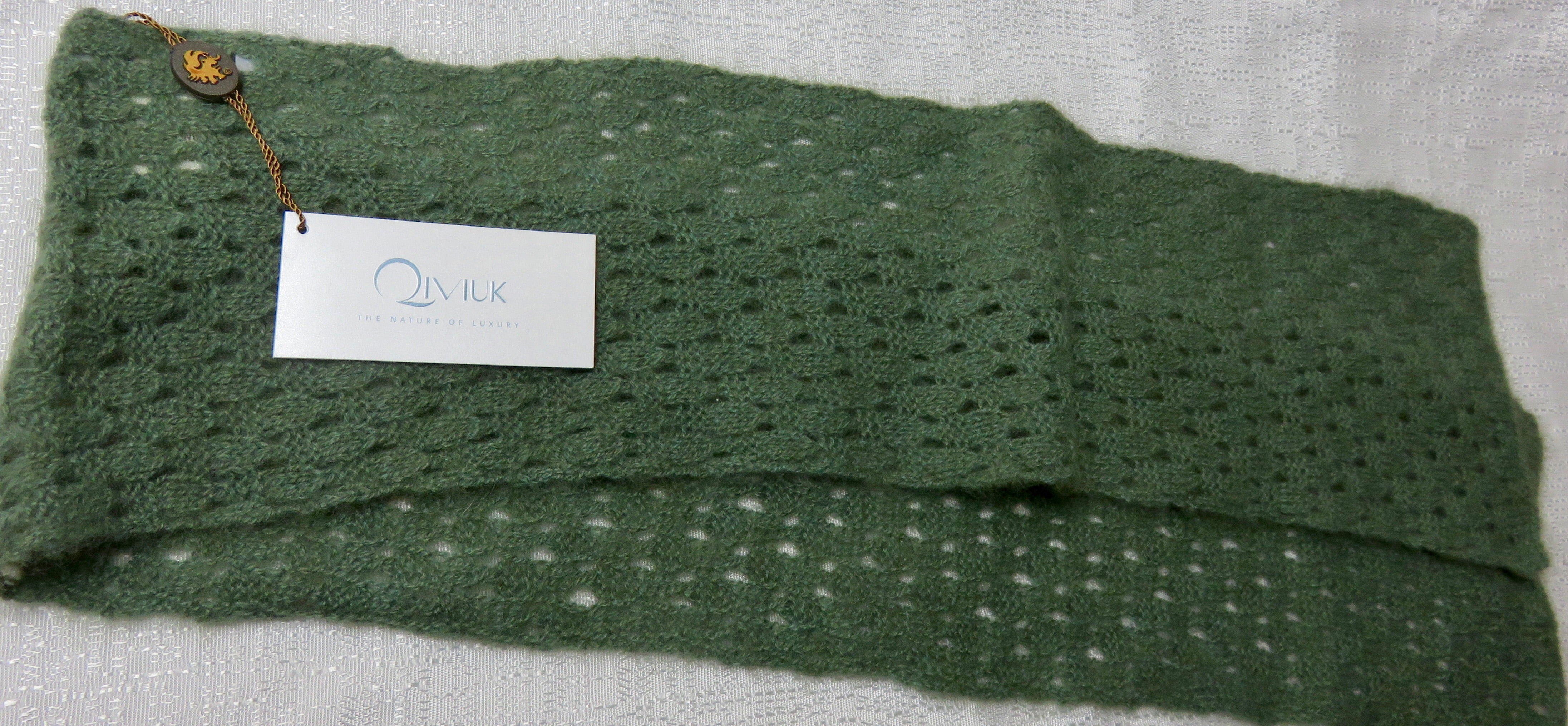 Muskox Hand Knit Sage Scarf