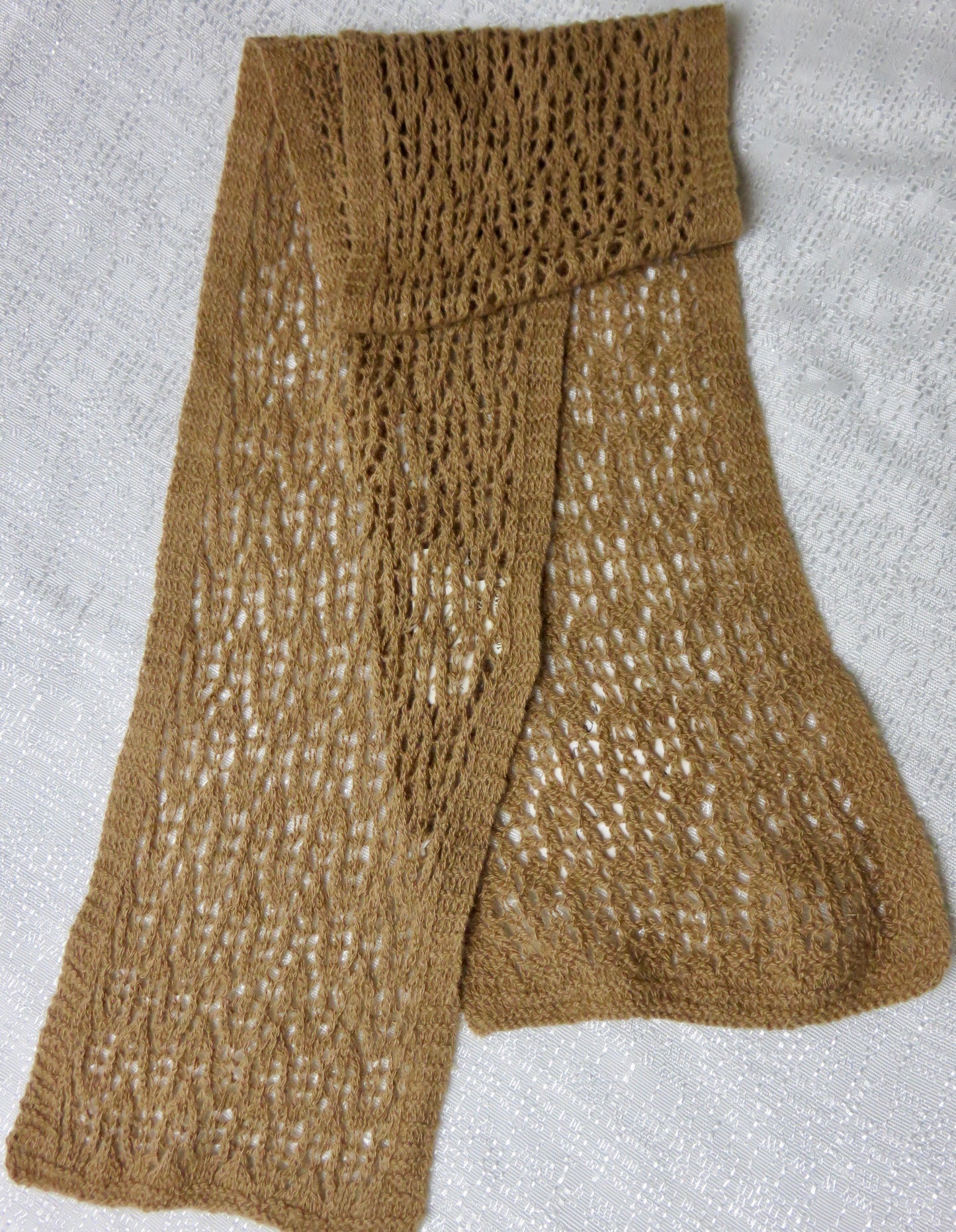 Hand Knit Cocoa 100% Guanaco Scarf