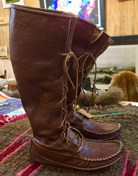 Footskins Men's Bison Leather Knee High Boots
