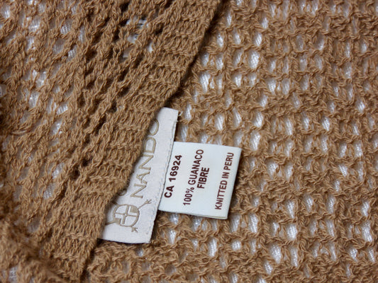 Hand Knit Cocoa 100% Guanaco Scarf