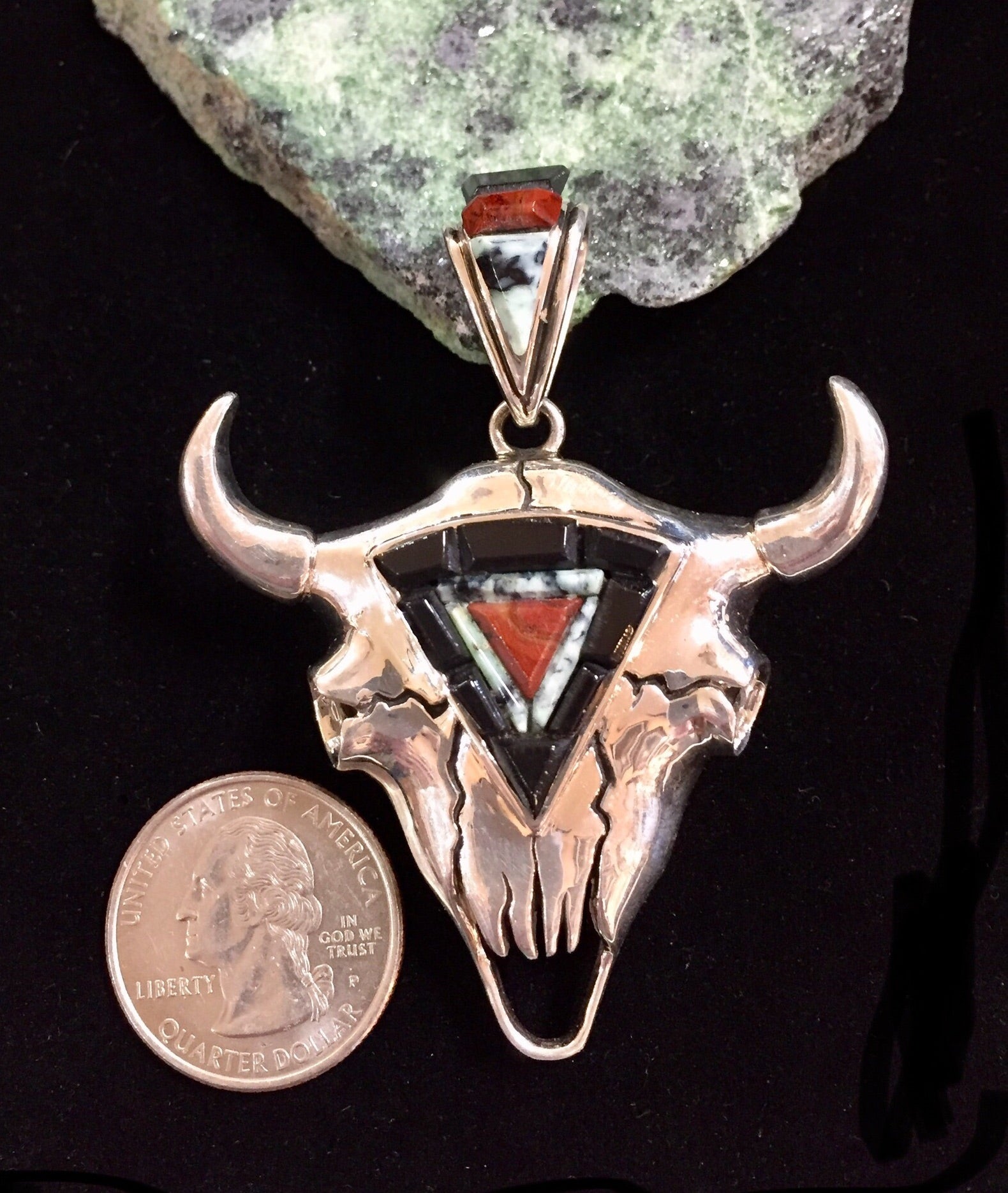 Sterling Silver Bison Skull Pendant