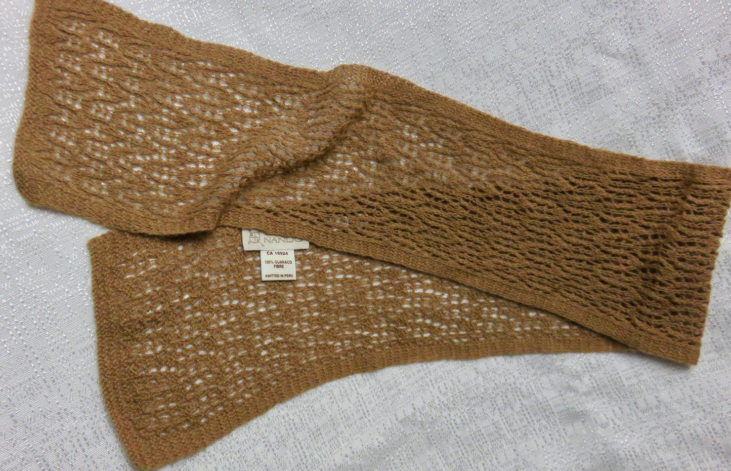 Hand Knit Cocoa 100% Guanaco Scarf
