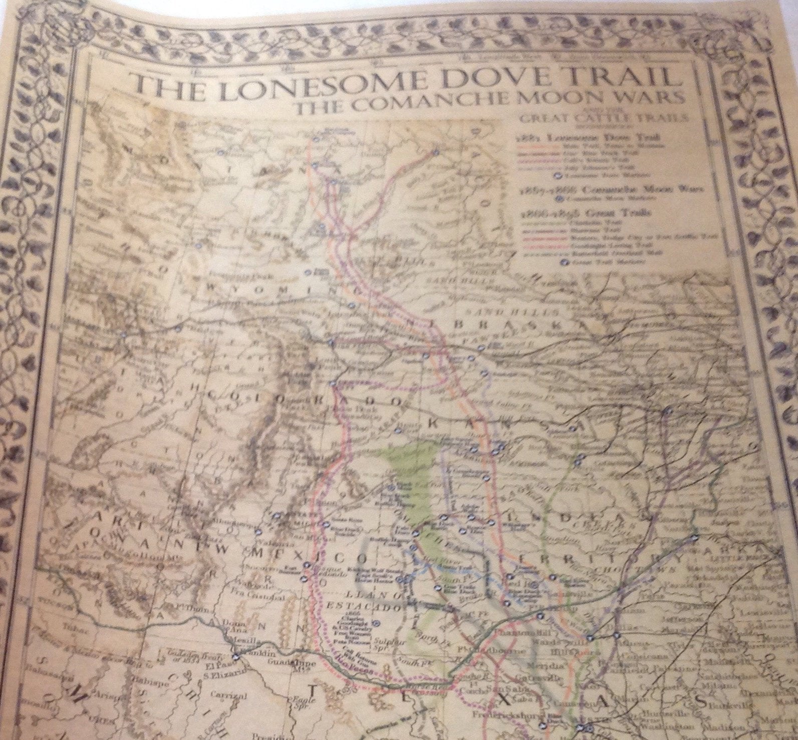 1881 - The Lonesome Dove/Comanche Moon Wars/Great Cattle Trails Map