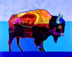 "Buffalo at Sunset" by John Nieto (1936 - 2018) - Framed & Unframed Serigraphs